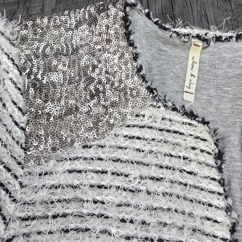 WILLOW & CLAY Trendy Fun Sequins Cardigan Women Crop Jersey Lined (SIZE:SMALL) - Picture 3 of 10